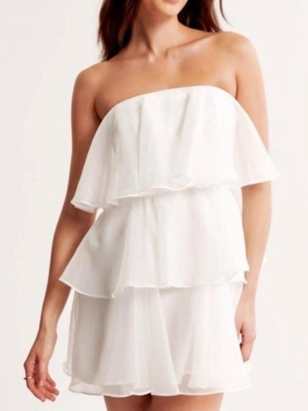 Abercrombie & Fitch White Tiered Ruffle Mini Dress XXL Bridal Bachelorette